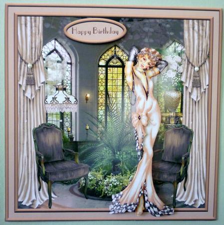 Deco Decadence in Pink 8x8 Card Front with Decoupage by Michelle Chivers