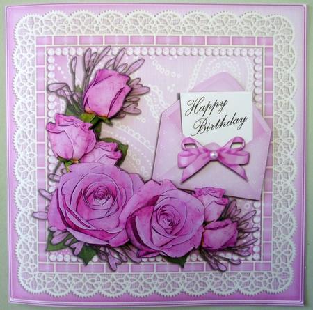 8 x 8 Roses Lace N Pearls Kit with 3D Decoupage by Michelle Chivers