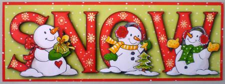 Snowpeople Playing Snow Large Dl Word Card with Decoupage by Michelle Chivers