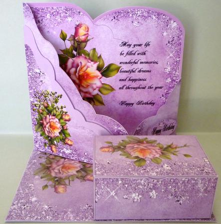 Pink Rose Wrap Around Card by Michelle Chivers