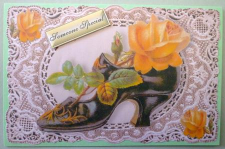 Vintage Shoes with Roses on Lace Toppers by Michelle Chivers