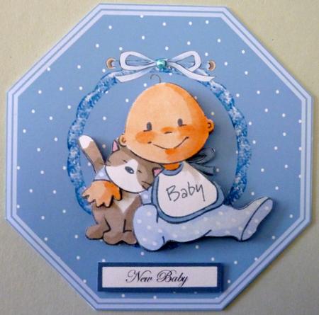 Baby and Cat Octagon by Michelle Chivers