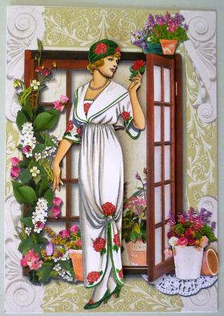 Vintage Lady in Her Garden Decoupage by Michelle Chivers
