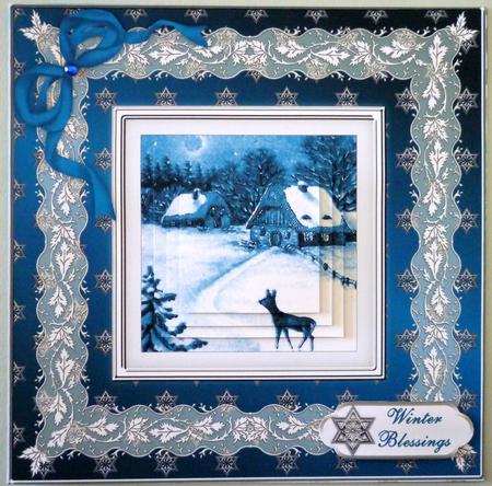 Vintage Winter Scene Pyramid Card Front by Michelle Chivers