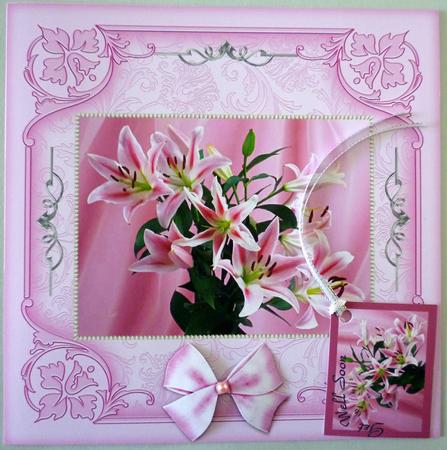 Lillies & Pearls 8x8 Card Front by Michelle Chivers
