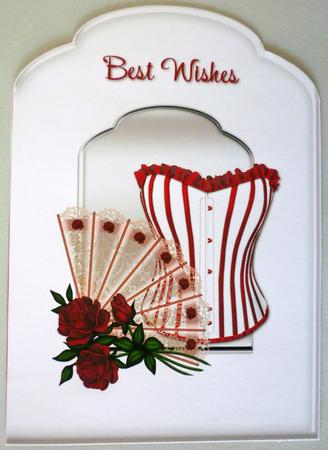 Corset, Fan and Roses Scalloped Top Quick Card by Michelle Chivers