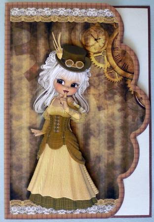 Cute Steampunk Cookie Scallope Edge Curve Card by Michelle Chivers