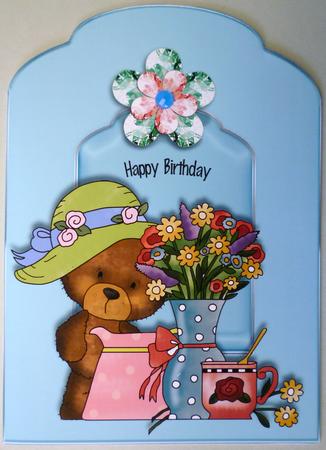 Birthday Bear Scalloped Top Quick Card by Michelle Chivers