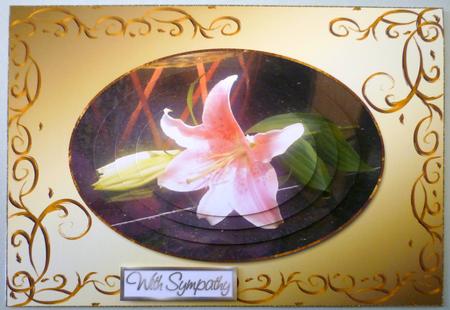 Pink Lily on Ground Sympathy Pyramid Card by Michelle Chivers