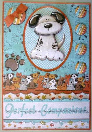 Perfect Companions Dog Decoupage Card Front by Michelle Chivers