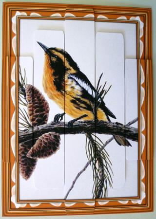 Bird with Fir Cones Panel Card by Michelle Chivers
