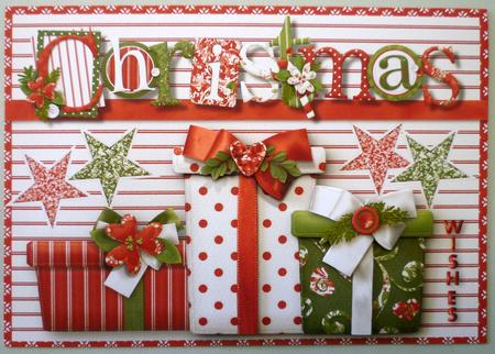 Christmas Presents Card Front with Decoupage by Michelle Chivers