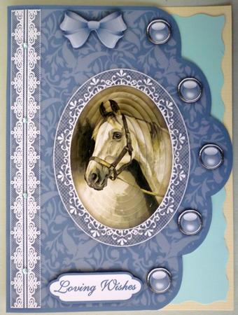 Horse N Lace 2 Scallop Edge Pyramid Card Front by Michelle Chivers
