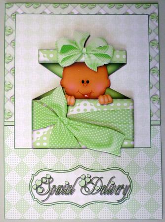 Special Delivery, New Baby Card Front and Decoupage by Michelle Chivers