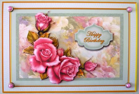 Pink Roses on a Floral Background by Michelle Chivers