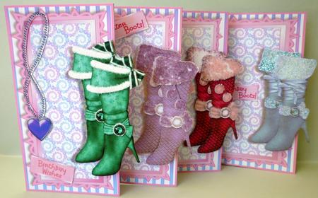 4-fold Card Kit - Glitter Boots by Michelle Chivers