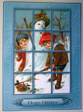 Building a Snowman - Window Tile Card by Michelle Chivers