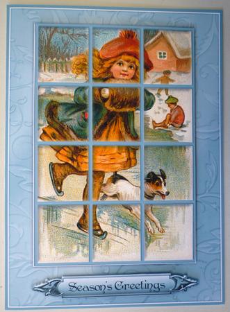 Victorian Girl Ice Skating - Window Tile Card by Michelle Chivers