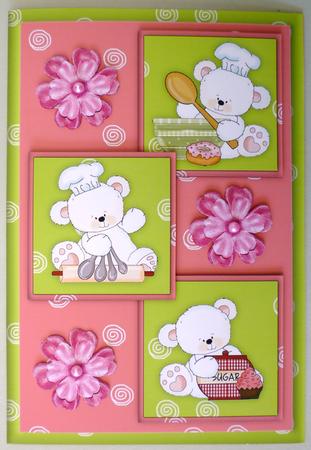 Baking Polar Bears Three Square Quick Card by Michelle Chivers