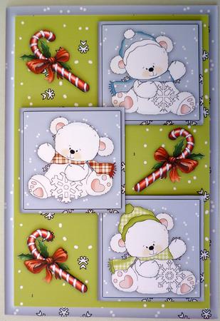 Christmas Polar Bears Three Square Quick Card by Michelle Chivers