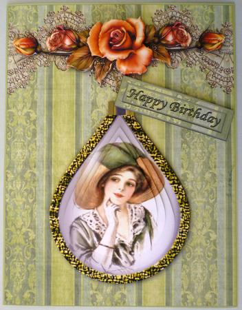 Vintage Lace and Roses Portrait Pendant by Michelle Chivers