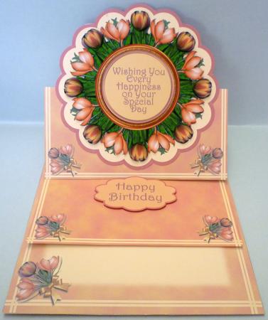 Peach Tulips in Scalloped Frame Easel Card and Envelope Kit by Michelle Chivers