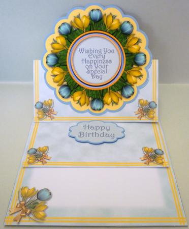 Blue Tulips in a Scalloped Frame Easel Card and Envelope Kit by Michelle Chivers