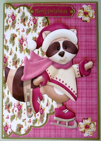 Christmas Skating Skunk Envelope Card by Michelle Chivers