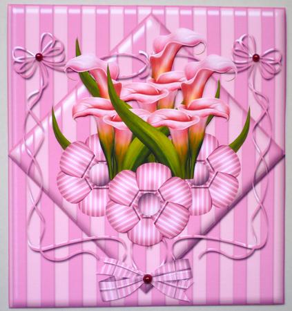 Pink Floral Lily Card Front and Elements by Michelle Chivers