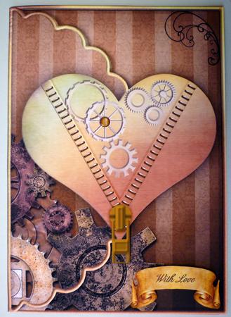 Steampunk Heart Scalloped Edge Envelope Card by Michelle Chivers