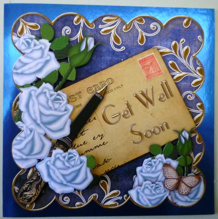 Blue Roses Postcard Get Well Soon Step by Step by Michelle Chivers