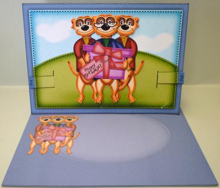3D Meerkat Birthday Animated Moveable Decoupage Card Kit by Michelle Chivers