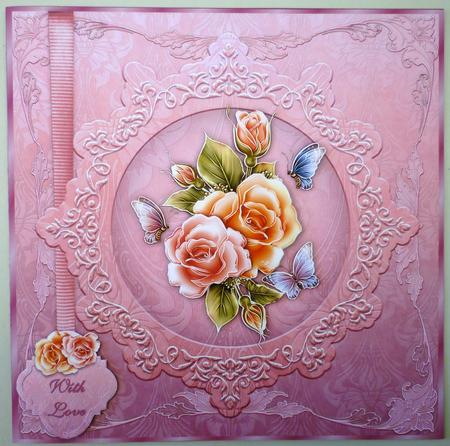 Glowing Roses Large Square Card with Step by Step by Michelle Chivers