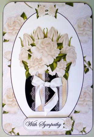 White Rose Vase Sympathy Card Front by Michelle Chivers