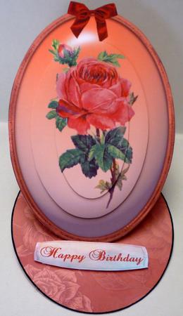 Vintage Red Rose Locket Oval Easel Card with Pyramid by Michelle Chivers
