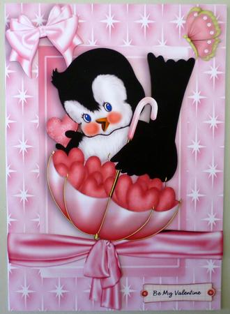 Little Bird with Umberella Filled with Hearts by Michelle Chivers