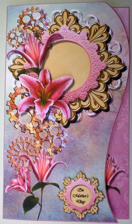 Mother's Day Pink Lily for 8x8 or A5 Card, with Inset by Michelle Chivers