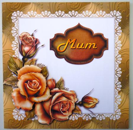 Mum Copper Rose Card Front by Michelle Chivers