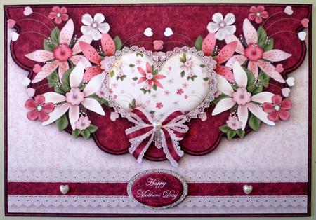 Hearts and Flowers Envelope Card Blank with Decouapge by Michelle Chivers