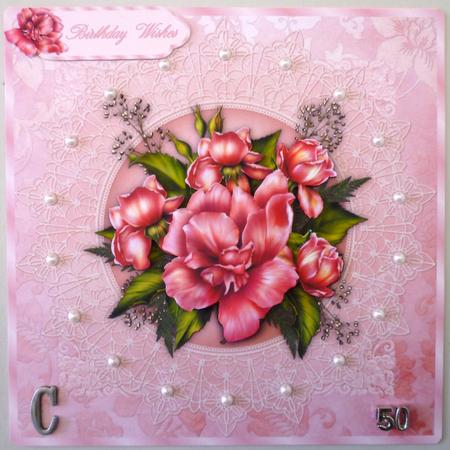 Glory Roses Square Card Front with Step by Step by Michelle Chivers