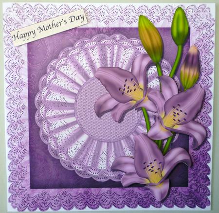 Lilac Lilies 8 x 8 Scalloped Card Front by Michelle Chivers