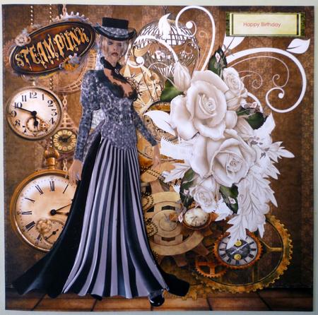 Black and White Steampunk, Watches and Cogs 8x8 Quick Card by Michelle Chivers
