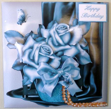 Blue Roses and Butterflies Quick Card by Michelle Chivers