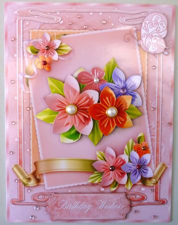 Origami Flower Bouquet Card Front with Step by Step by Michelle Chivers
