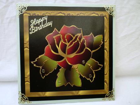 Red Rose on Black Card Topper by Michelle Chivers
