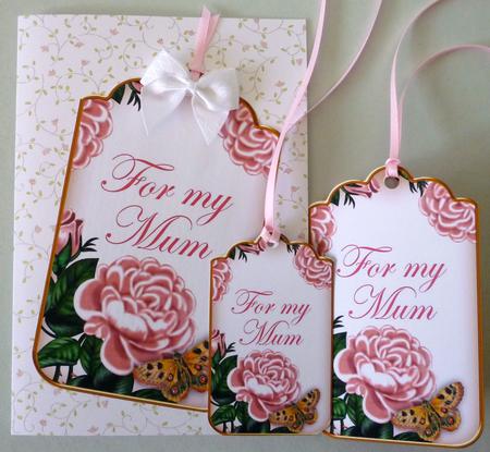 Pink Rose for My Mum Sentiment Ink Saver Tag Sheet by Michelle Chivers