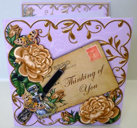Coffee Roses Lilac Thinking of You 3D Decoupage Card Kit by Michelle Chivers