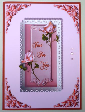 Tickled Pink Roses Card Front by Michelle Chivers