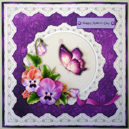 Pretty Pansies in Pink Card Front with Step by Step by Michelle Chivers