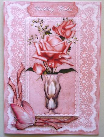 Vase of Roses A4 Card Front by Michelle Chivers